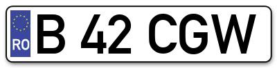 Placuta inmatriculare numar auto  B-42-CGW, B 42 CGW, B42CGW