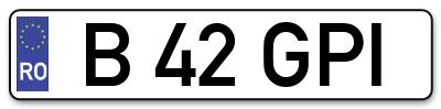 Placuta inmatriculare numar auto  B-42-GPI, B 42 GPI, B42GPI