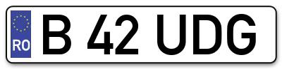 Placuta inmatriculare numar auto  B-42-UDG, B 42 UDG, B42UDG