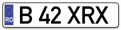 Placuta inmatriculare numar auto  B-42-XRX, B 42 XRX, B42XRX