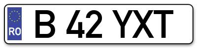 Placuta inmatriculare numar auto  B-42-YXT, B 42 YXT, B42YXT