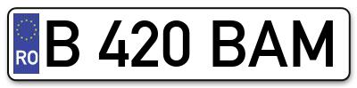 Placuta inmatriculare numar auto  B-420-BAM, B 420 BAM, B420BAM