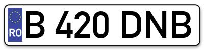 Placuta inmatriculare numar auto  B-420-DNB, B 420 DNB, B420DNB