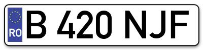 Placuta inmatriculare numar auto  B-420-NJF, B 420 NJF, B420NJF