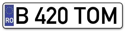 Placuta inmatriculare numar auto  B-420-TOM, B 420 TOM, B420TOM
