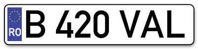 Placuta inmatriculare numar auto  B-420-VAL, B 420 VAL, B420VAL