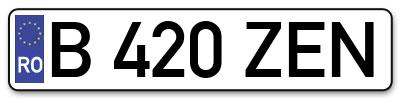 Placuta inmatriculare numar auto  B-420-ZEN, B 420 ZEN, B420ZEN