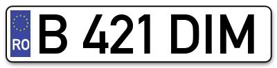 Placuta inmatriculare numar auto  B-421-DIM, B 421 DIM, B421DIM