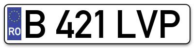 Placuta inmatriculare numar auto  B-421-LVP, B 421 LVP, B421LVP