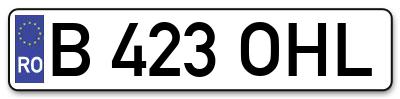 Placuta inmatriculare numar auto  B-423-OHL, B 423 OHL, B423OHL