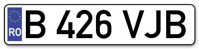 Placuta inmatriculare numar auto  B-426-VJB, B 426 VJB, B426VJB
