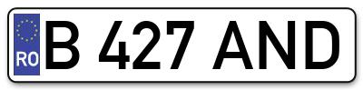 Placuta inmatriculare numar auto  B-427-AND, B 427 AND, B427AND