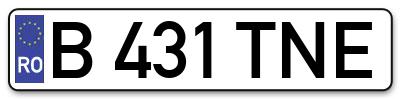 Placuta inmatriculare numar auto  B-431-TNE, B 431 TNE, B431TNE