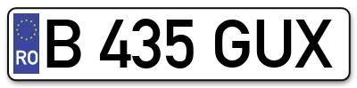 Placuta inmatriculare numar auto  B-435-GUX, B 435 GUX, B435GUX