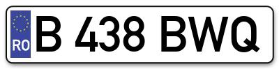 Placuta inmatriculare numar auto  B-438-BWQ, B 438 BWQ, B438BWQ