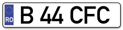 Placuta inmatriculare numar auto  B-44-CFC, B 44 CFC, B44CFC