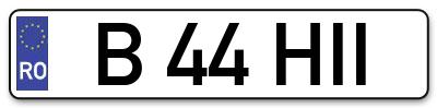 Placuta inmatriculare numar auto  B-44-HII, B 44 HII, B44HII