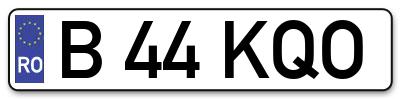Placuta inmatriculare numar auto  B-44-KQO, B 44 KQO, B44KQO