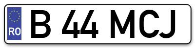 Placuta inmatriculare numar auto  B-44-MCJ, B 44 MCJ, B44MCJ