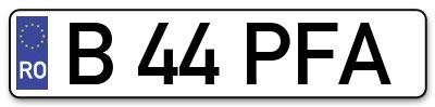 Placuta inmatriculare numar auto  B-44-PFA, B 44 PFA, B44PFA