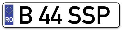 Placuta inmatriculare numar auto  B-44-SSP, B 44 SSP, B44SSP