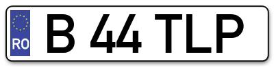 Placuta inmatriculare numar auto  B-44-TLP, B 44 TLP, B44TLP