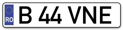 Placuta inmatriculare numar auto  B-44-VNE, B 44 VNE, B44VNE