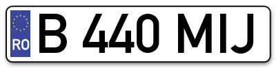 Placuta inmatriculare numar auto  B-440-MIJ, B 440 MIJ, B440MIJ