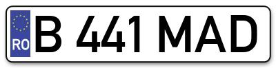 Placuta inmatriculare numar auto  B-441-MAD, B 441 MAD, B441MAD