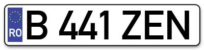 Placuta inmatriculare numar auto  B-441-ZEN, B 441 ZEN, B441ZEN