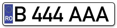 Placuta inmatriculare numar auto  B-444-AAA, B 444 AAA, B444AAA