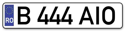 Placuta inmatriculare numar auto  B-444-AIO, B 444 AIO, B444AIO