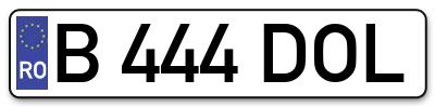 Placuta inmatriculare numar auto  B-444-DOL, B 444 DOL, B444DOL