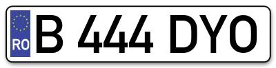 Placuta inmatriculare numar auto  B-444-DYO, B 444 DYO, B444DYO