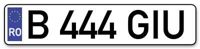 Placuta inmatriculare numar auto  B-444-GIU, B 444 GIU, B444GIU