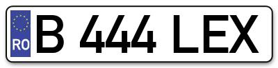 Placuta inmatriculare numar auto  B-444-LEX, B 444 LEX, B444LEX