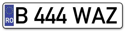 Placuta inmatriculare numar auto  B-444-WAZ, B 444 WAZ, B444WAZ