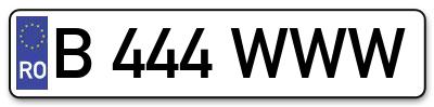 Placuta inmatriculare numar auto  B-444-WWW, B 444 WWW, B444WWW