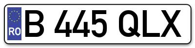 Placuta inmatriculare numar auto  B-445-QLX, B 445 QLX, B445QLX