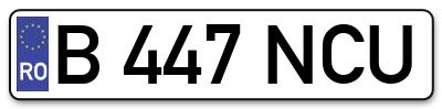 Placuta inmatriculare numar auto  B-447-NCU, B 447 NCU, B447NCU
