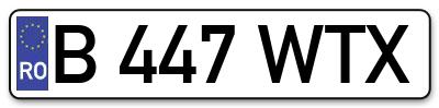 Placuta inmatriculare numar auto  B-447-WTX, B 447 WTX, B447WTX