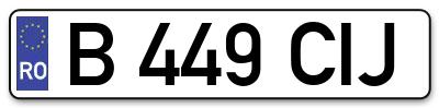 Placuta inmatriculare numar auto  B-449-CIJ, B 449 CIJ, B449CIJ