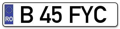 Placuta inmatriculare numar auto  B-45-FYC, B 45 FYC, B45FYC