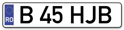 Placuta inmatriculare numar auto  B-45-HJB, B 45 HJB, B45HJB