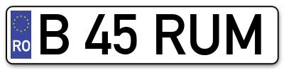 Placuta inmatriculare numar auto  B-45-RUM, B 45 RUM, B45RUM