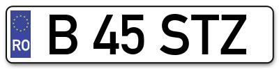 Placuta inmatriculare numar auto  B-45-STZ, B 45 STZ, B45STZ