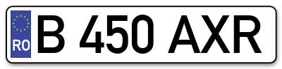 Placuta inmatriculare numar auto  B-450-AXR, B 450 AXR, B450AXR