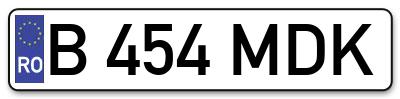 Placuta inmatriculare numar auto  B-454-MDK, B 454 MDK, B454MDK