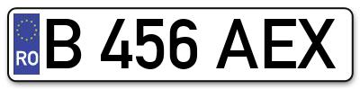 Placuta inmatriculare numar auto  B-456-AEX, B 456 AEX, B456AEX