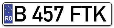 Placuta inmatriculare numar auto  B-457-FTK, B 457 FTK, B457FTK